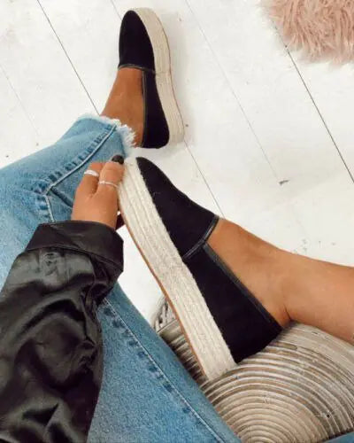 Plus Size Hemp Platform Loafers for Women
