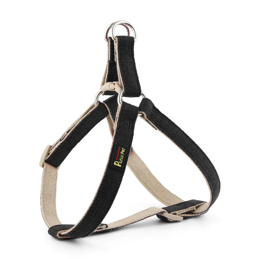 Plutus Pet Cotton Hemp Step in Dog Harness Sustainable Lightweight and Escape-Proof Quick Fit Dog Harness for Puppy Small Medium and Large Dogs Black L