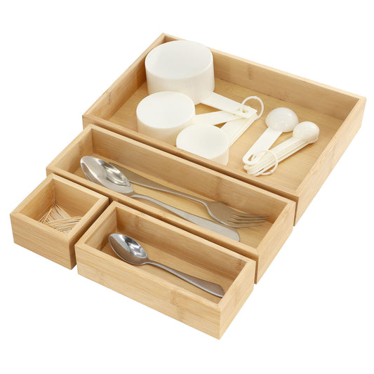 MegaChef 4 Piece Bamboo Storage and Organization Trays-0