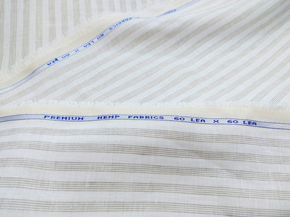 White & Natural Striped Hemp Fabric | Organic | 145gsm | 147cm Wide-0