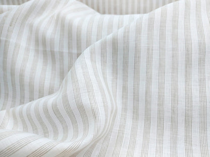 White & Natural Striped Hemp Fabric | Organic | 145gsm | 147cm Wide-3