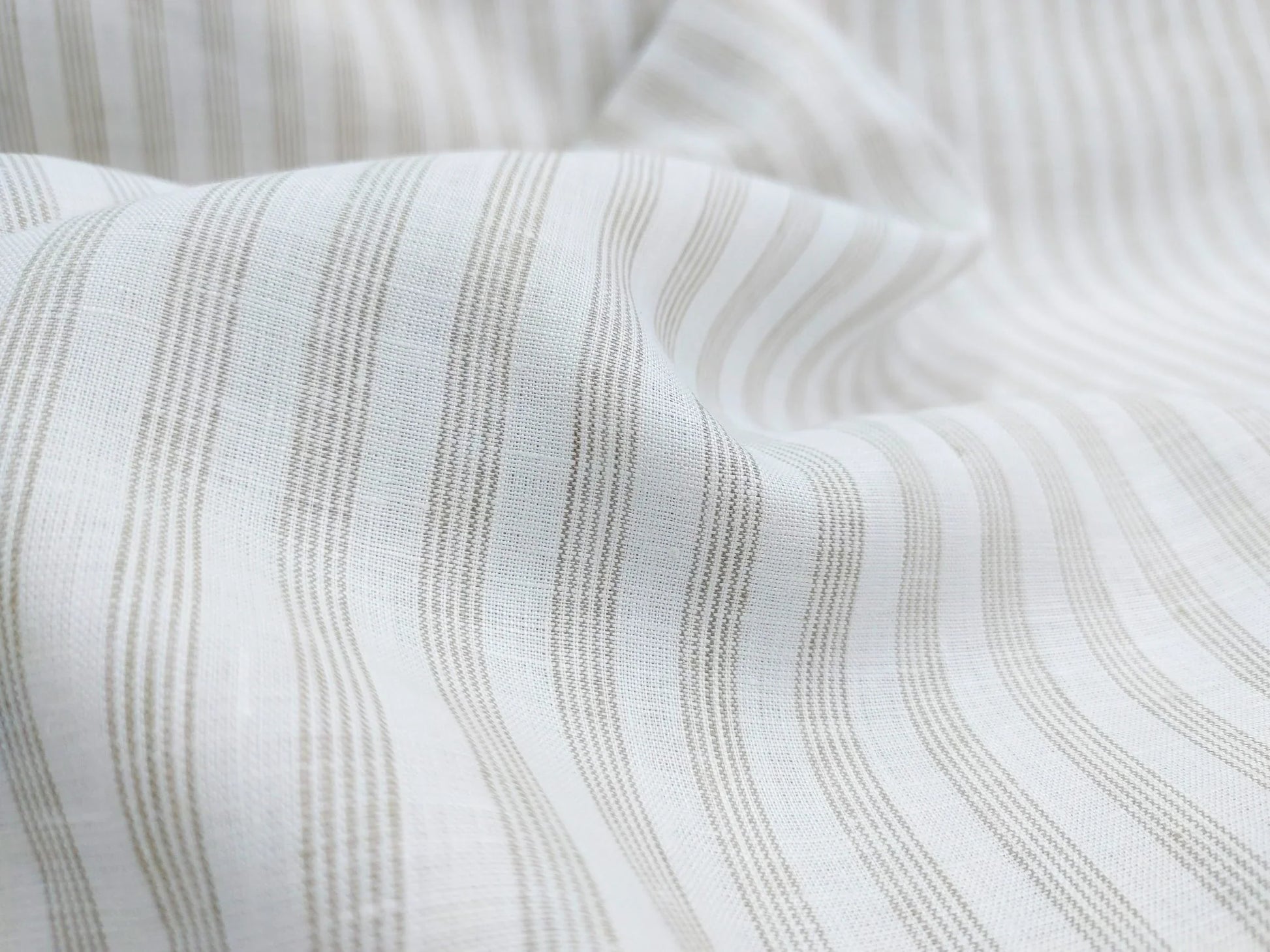 White & Natural Striped Hemp Fabric | Organic | 145gsm | 147cm Wide-2