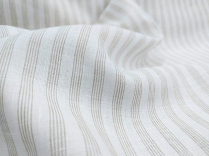 White & Natural Striped Hemp Fabric | Organic | 145gsm | 147cm Wide-2