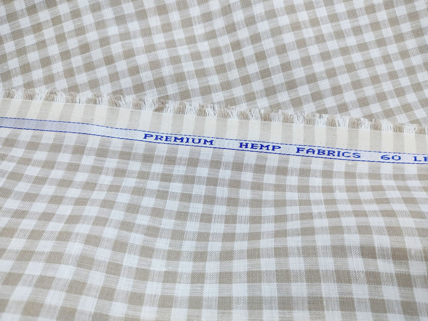 Checked Hemp Fabric | Natural & White | Organic | 145gsm | 147cm Wide-0