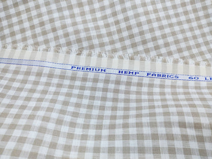 Checked Hemp Fabric | Natural & White | Organic | 145gsm | 147cm Wide-0