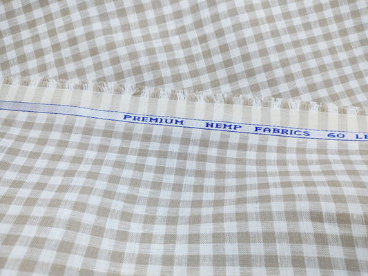 Checked Hemp Fabric | Natural & White | Organic | 145gsm | 147cm Wide-0