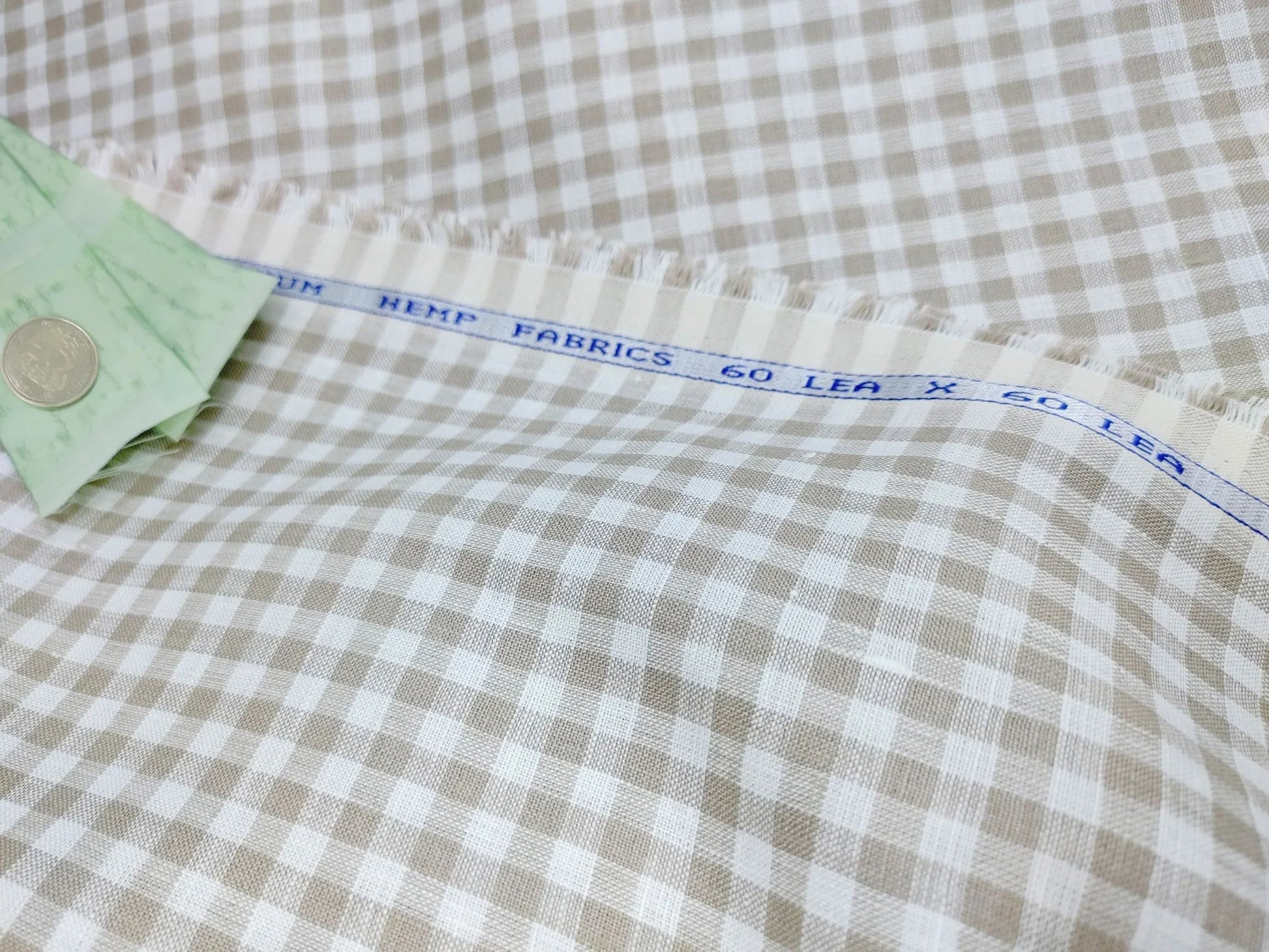 Checked Hemp Fabric | Natural & White | Organic | 145gsm | 147cm Wide-2