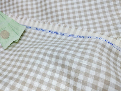 Checked Hemp Fabric | Natural & White | Organic | 145gsm | 147cm Wide-2