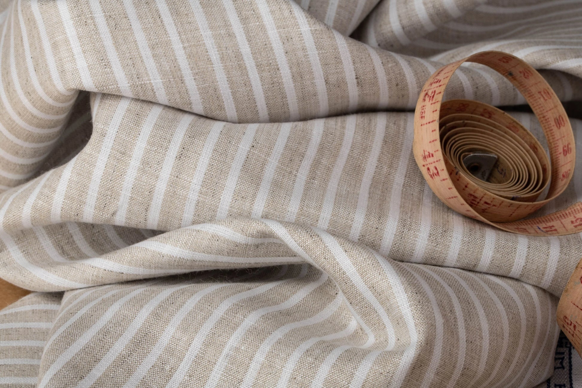 Striped Hemp Fabric | Natural & White | Organic | 145gsm | 147cm Wide-2