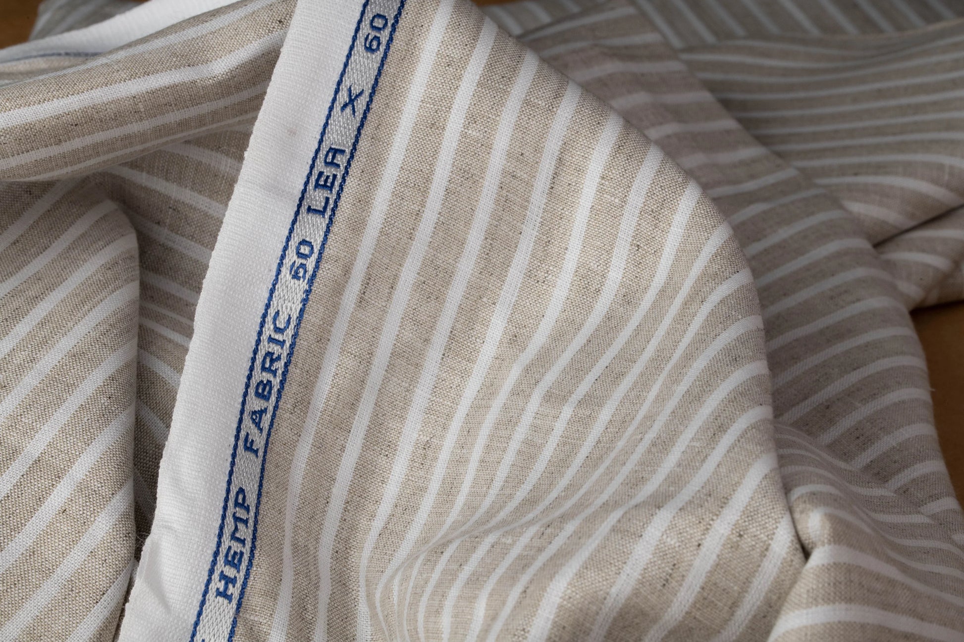 Striped Hemp Fabric | Natural & White | Organic | 145gsm | 147cm Wide-0
