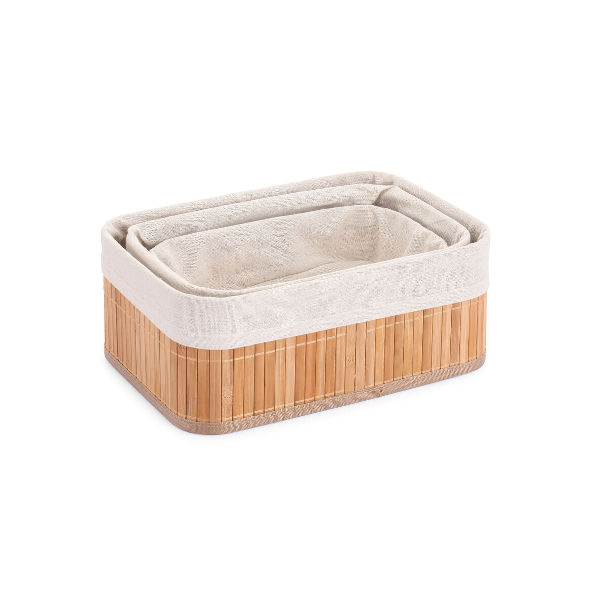Set of Baskets Confortime Bamboo Natural-2