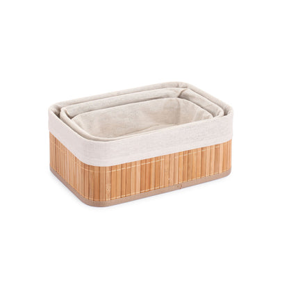 Set of Baskets Confortime Bamboo Natural-2