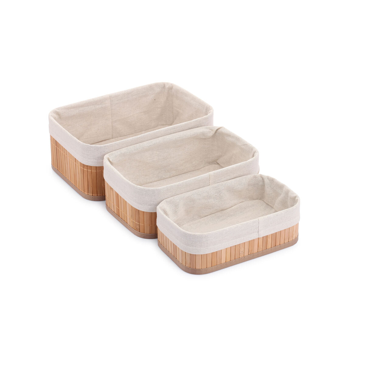Set of Baskets Confortime Bamboo Natural-1
