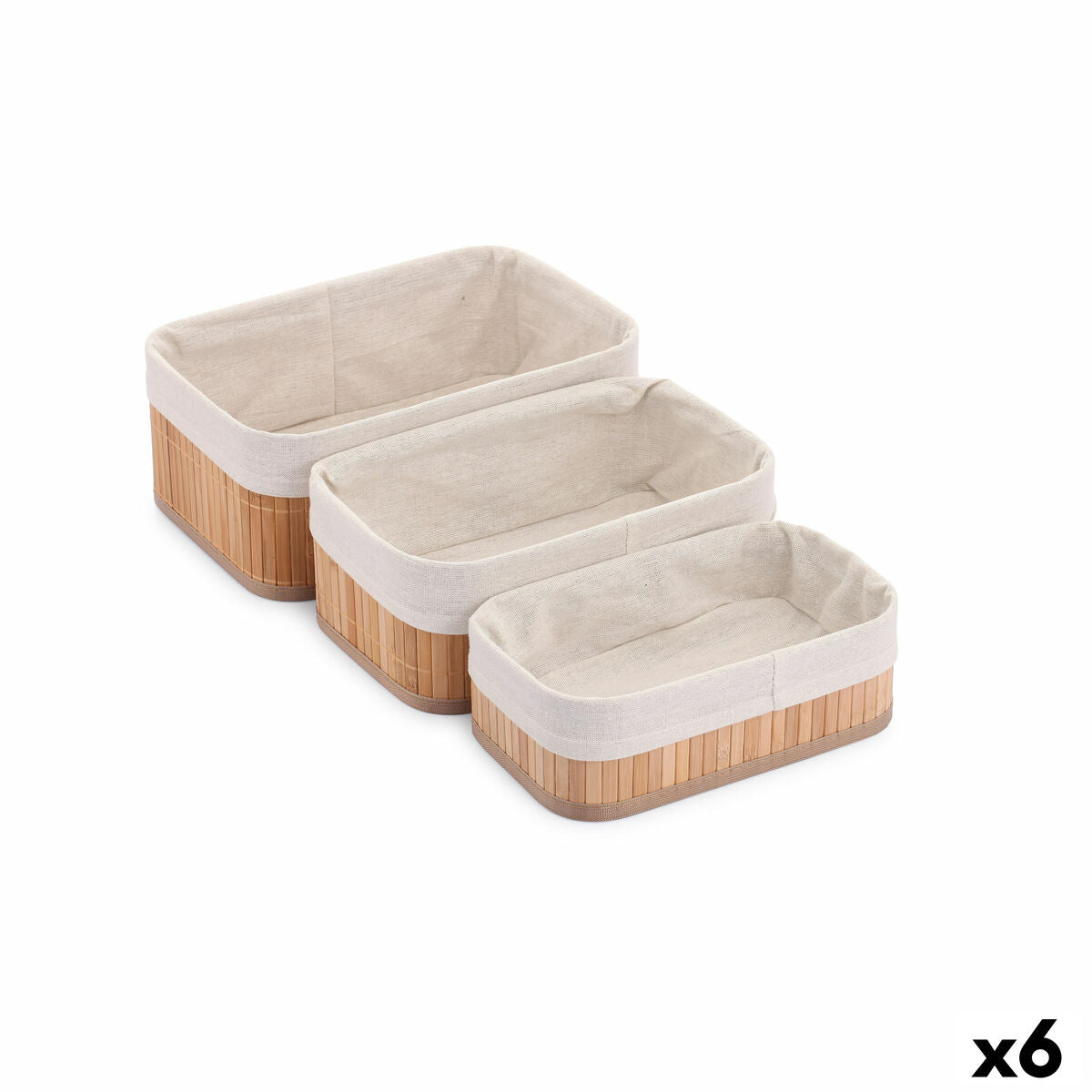 Set of Baskets Confortime Bamboo Natural-0