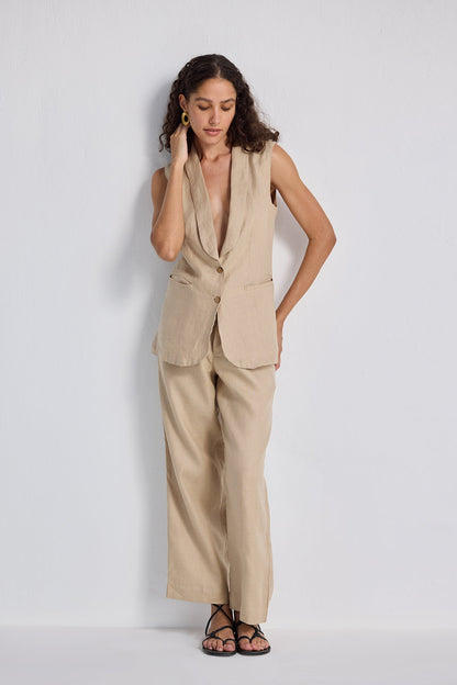 Sleeveless Hemp Jacket Set-4