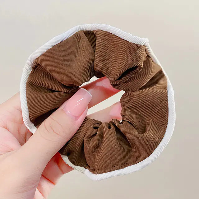 Sweet Milk Coffee Color Cotton Hemp Scrunchie Head Rope