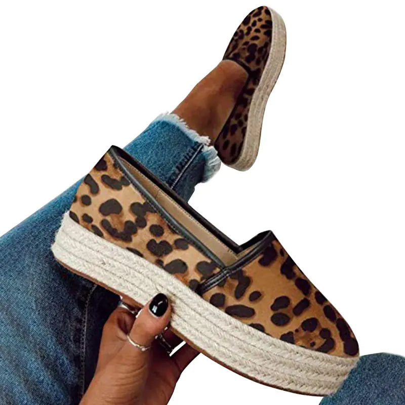 Plus Size Hemp Platform Loafers for Women