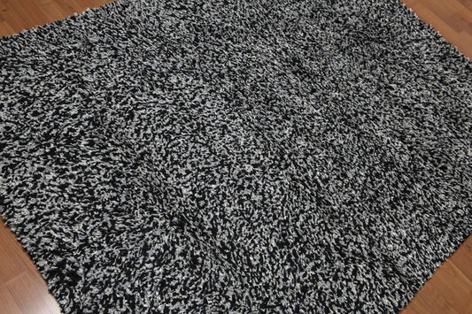 6x9 Black, White Handmade 100% Hemp Khaki Dhurry Flatweave Oriental Area Rug-1