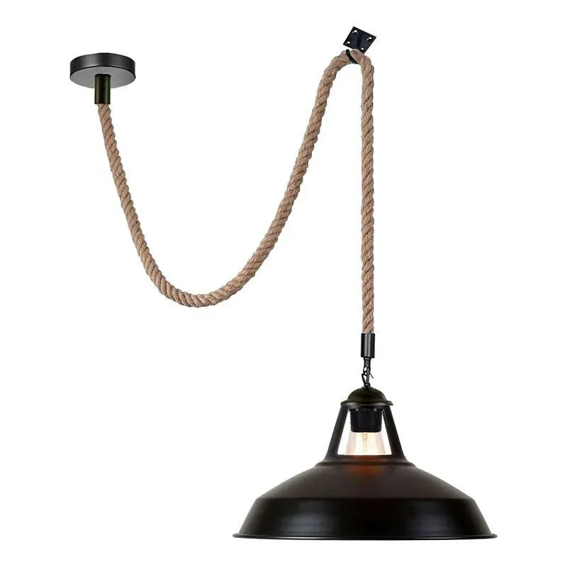 Metal Black Hemp Rope Barn Pendant Light~5069-2