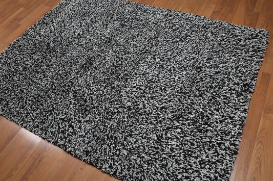 6x9 Black, White Handmade 100% Hemp Khaki Dhurry Flatweave Oriental Area Rug-0