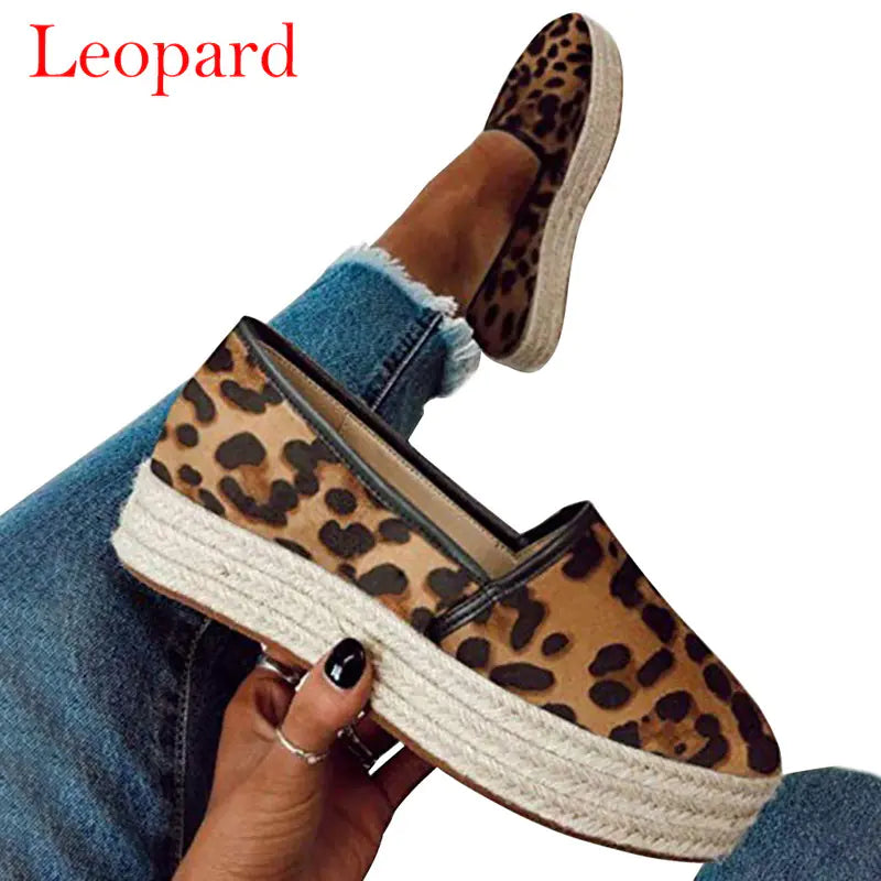 Plus Size Hemp Platform Loafers for Women
