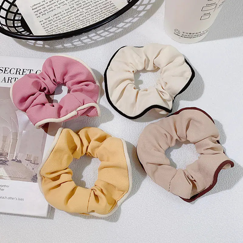 Sweet Milk Coffee Color Cotton Hemp Scrunchie Head Rope