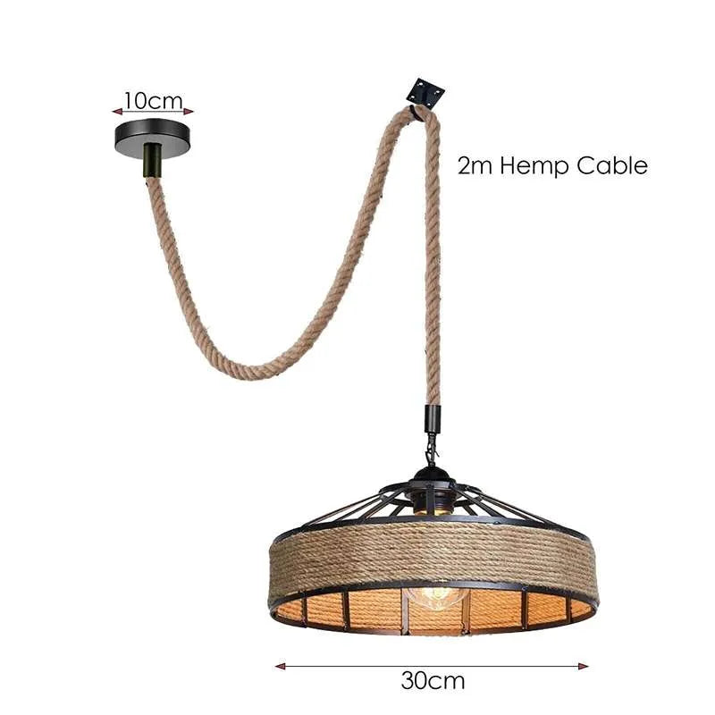 Industrial Hemp Rope Pendant Ceiling Light~5071-4